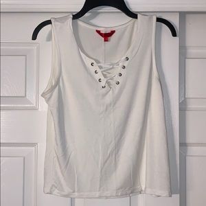 White criss cross accent tank top